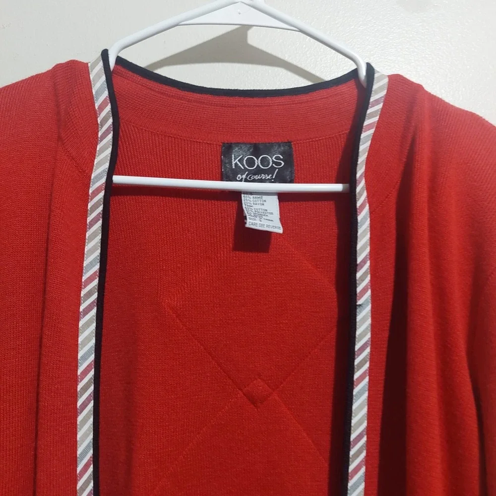 Koos of Course! Womens Small Knit Cardigan Shoulder Pads Long Sleeves Pockets